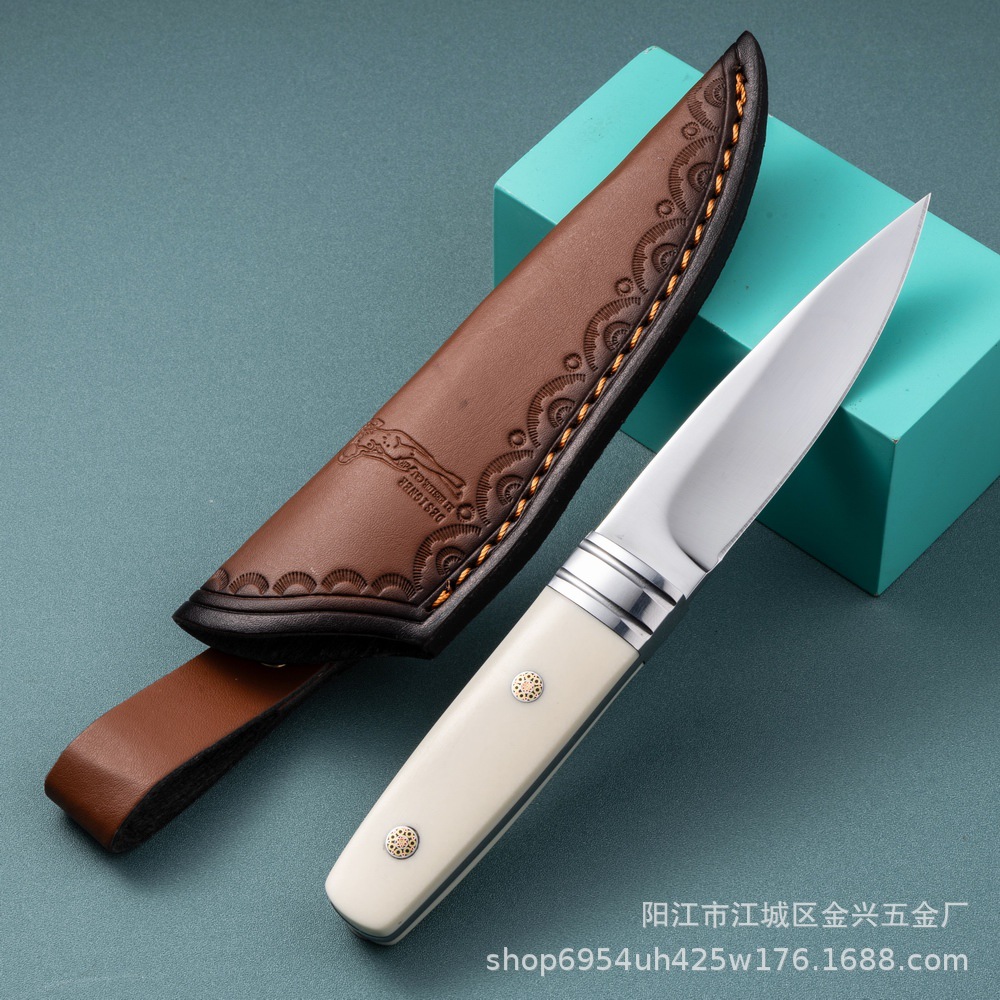 Factory direct sales of the new M390 powder high-hardness sharp small straight knife for survival, convenient and portable handle meat knife pic 4