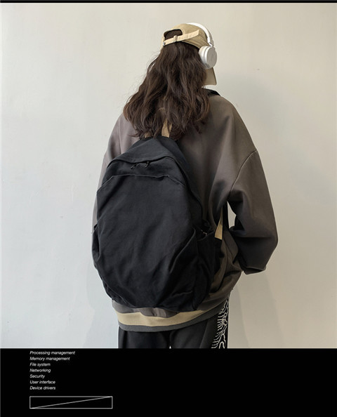 书包女ins风复古森系帆布双肩包日系原宿高中大学生简约百搭背包详情5