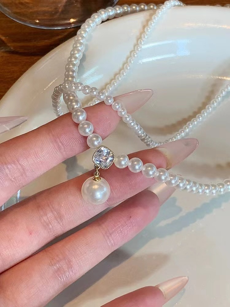 法式复古珍珠双层项链小米珠配饰女高级感轻奢小众锁骨链choker详情5