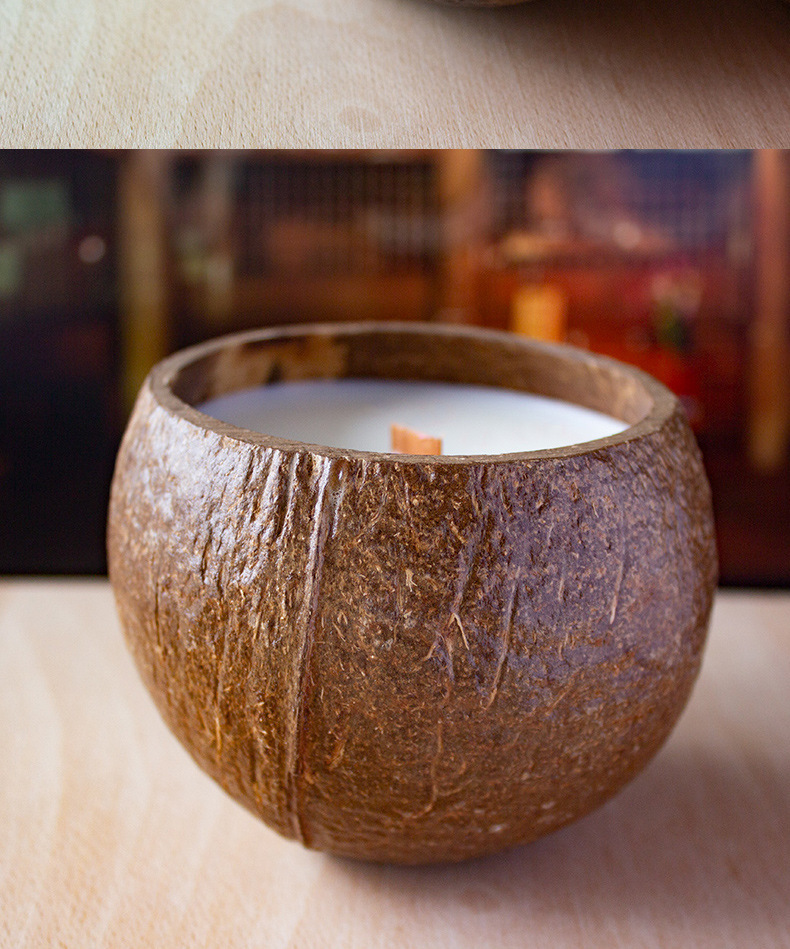Baoye Natural Soy Wax Coconut Scented Candles Coconut Shell Candle Wax Wooden Cotton Core Wholesale Fragrance Home Niche Decorative items pic 5