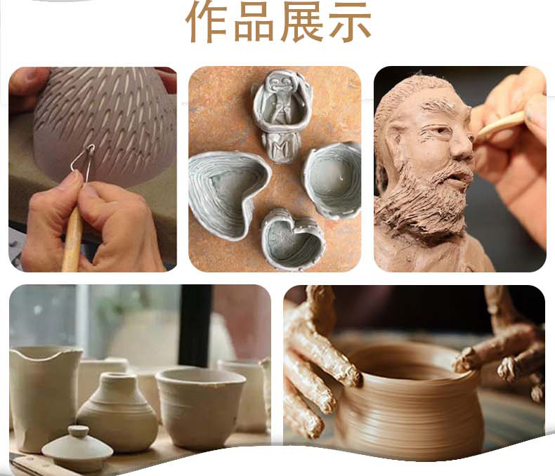Cross-border 31-piece multi-functional DIY clay sculpture, stainless steel drill pen, cloth bag set and combination of clay tools pic 8