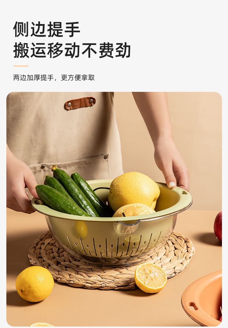 双层蔬菜洗菜盆沥水篮塑料水果盘滤水菜篓淘洗菜篮子双层核心热词详情5
