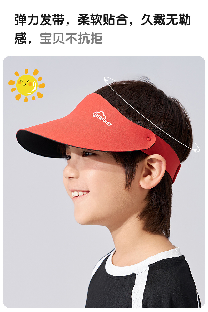夏季儿童无痕空顶帽防晒帽男女童一体防紫外线遮阳帽运动太阳帽详情9