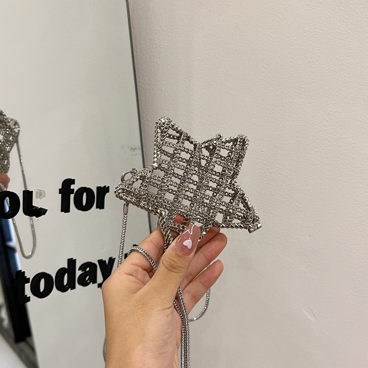 跨境2024夏新款小香风镂空金属星星包晚宴包单肩斜挎气质链条女包详情167