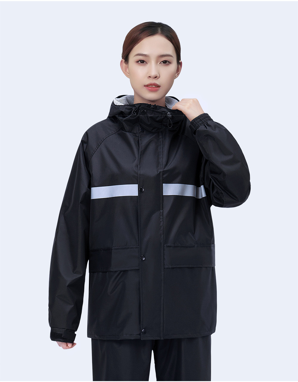 Oxford fabric raincoat and rain pants set, outdoor cycling adult split, takeout reflective electric bike, Chunya textile raincoat pic 17