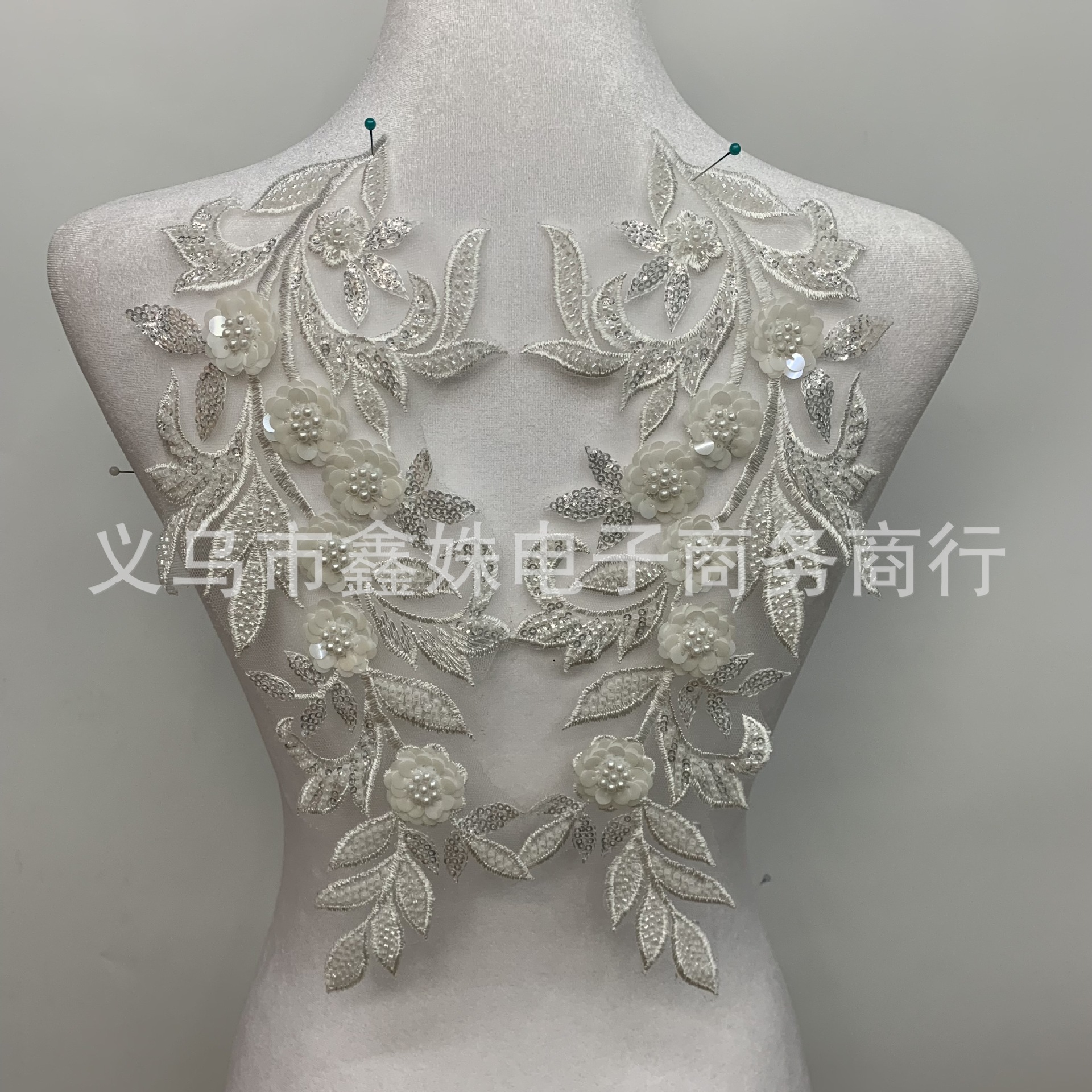 Best-selling colored three-dimensional lace embroidered fabric stickers for diy evening gowns and wedding clothing accessories with sequins and decals pic 1