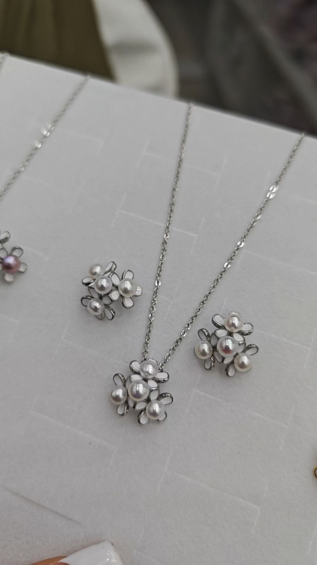 DIY pearl set accessories, oil-dripping flower earrings, pendant, ring accessories, niche design jewelry set for women pic 7