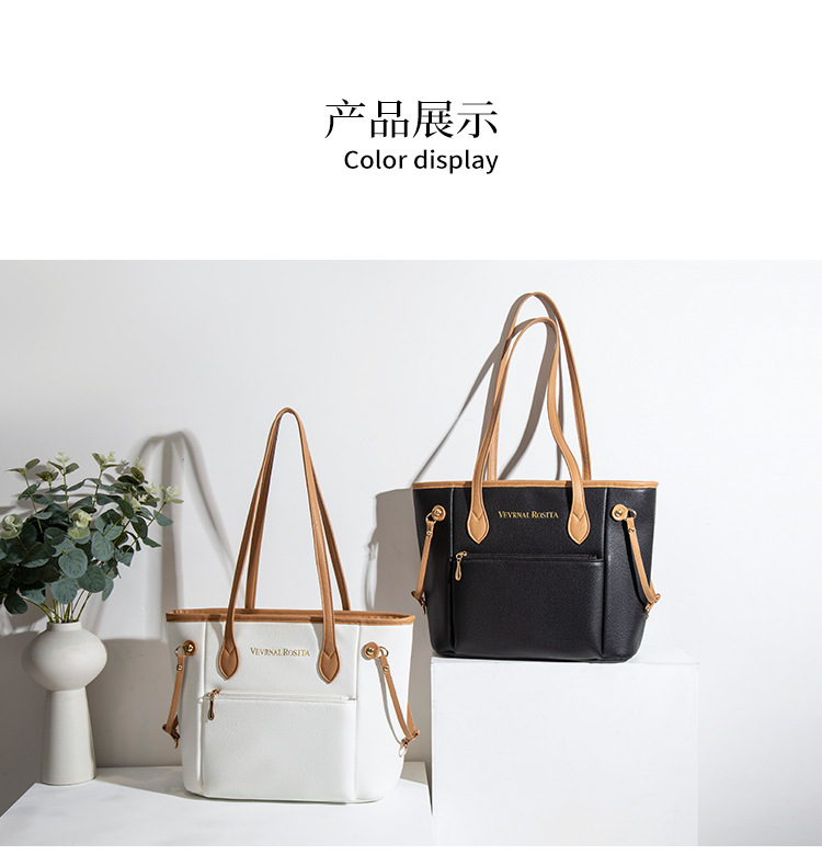 外贸货源厂经典购物袋油边托特包大号多色妈咪包大容量单肩女包详情5