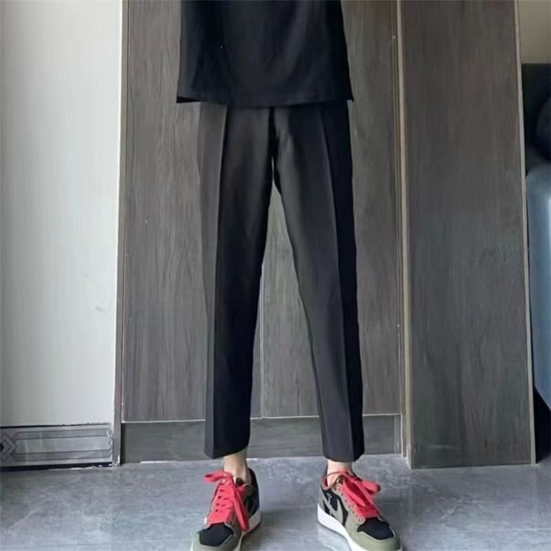 Verano slim marca de moda negro samurai pantalones pequeños espíritu social chicos tendencia pies pequeños recto nueve puntos pantalones casuales hombre pic 5