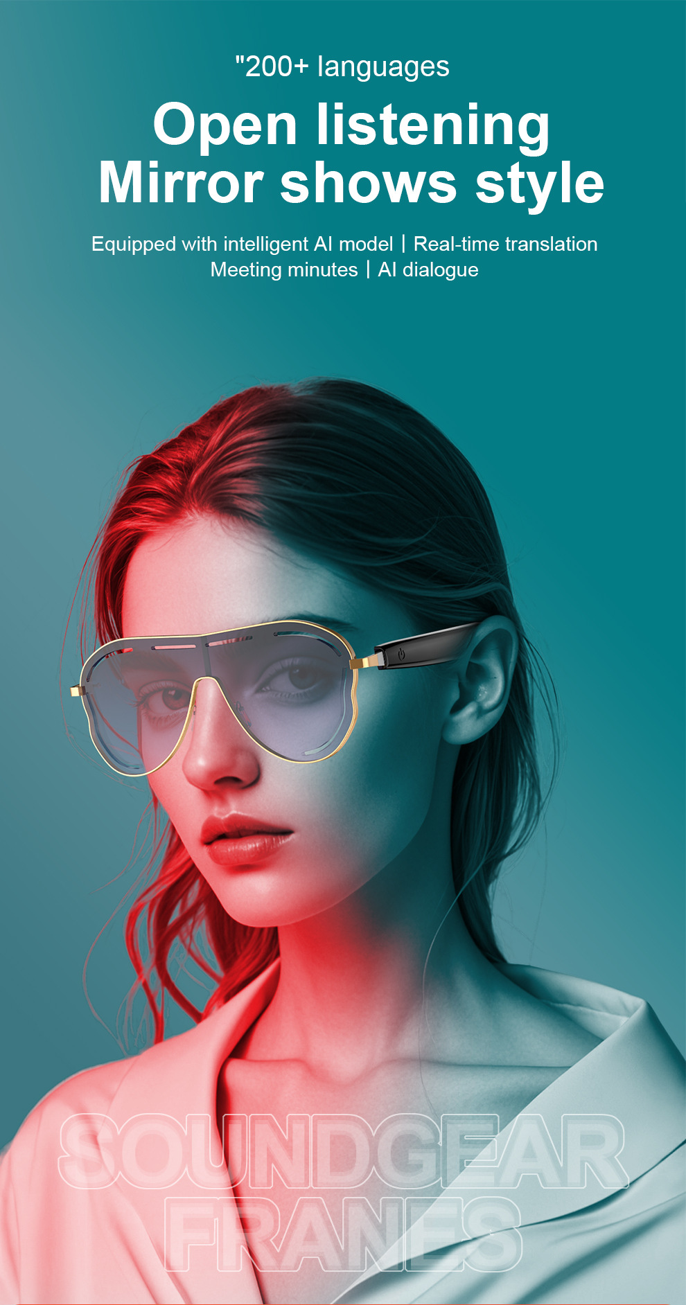 Cross-border AI translation smart glasses A17 European and American large-frame sun-protective color-changing stainless steel Bluetooth audio sunglasses smart accessories pic 11