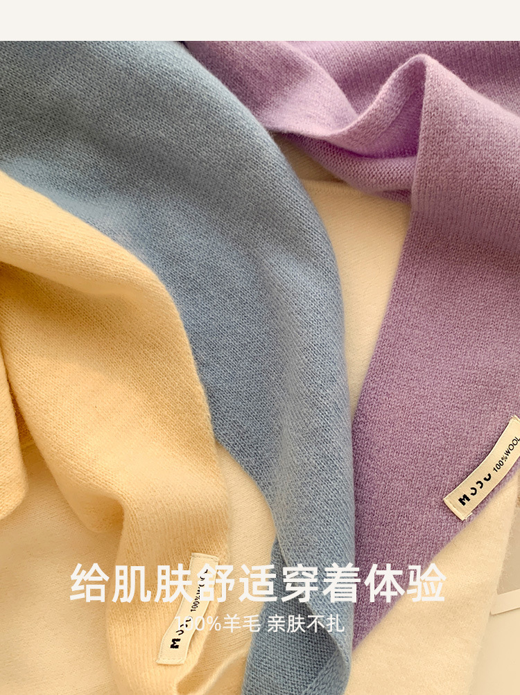 羊毛针织三角巾披肩女秋冬款保暖头巾多功能保暖百搭小围巾女详情4