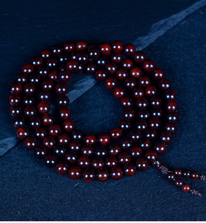 印度小叶紫檀金星手链 108佛珠念珠 檀香紫檀木手串 包浆老料 文玩情侣款 佛珠手链礼品详情12