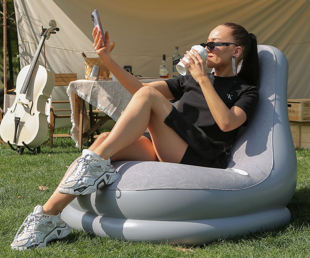 懒人充气沙发带脚凳单人榻榻米便携带杯托沙发阳台午睡简易躺椅床详情7