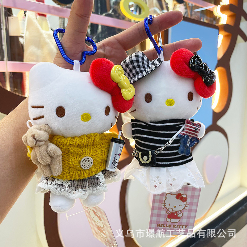 【 Genuine 】 New original hellokitty small pendant plush doll kt figurine secondary creation bag pendant pic 1