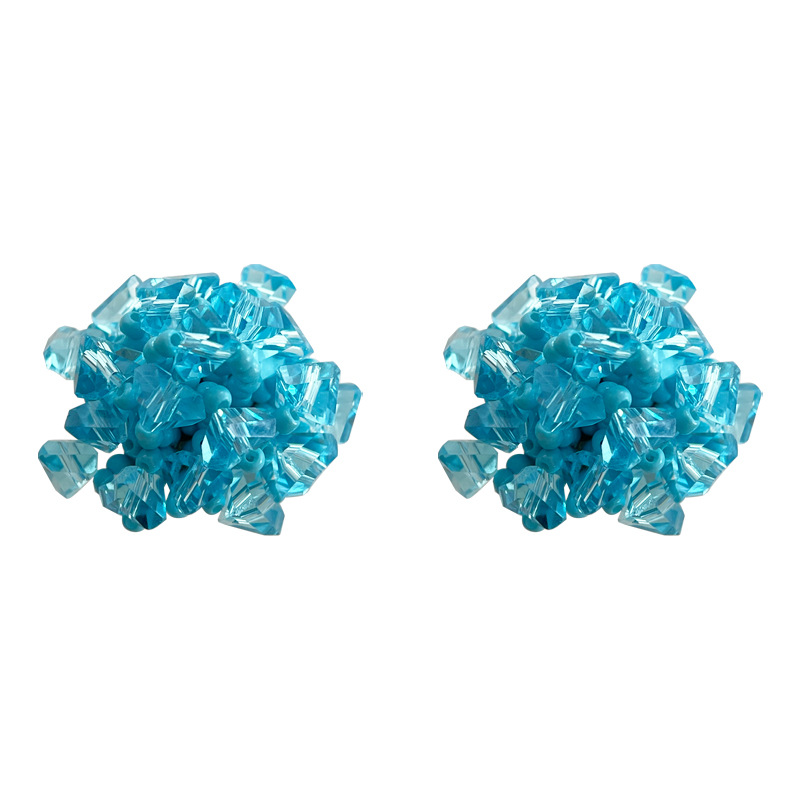Sweet and fresh blue hydrangea handcrafted designer glass crystal silver needle stud earrings factory earrings for women pic 9