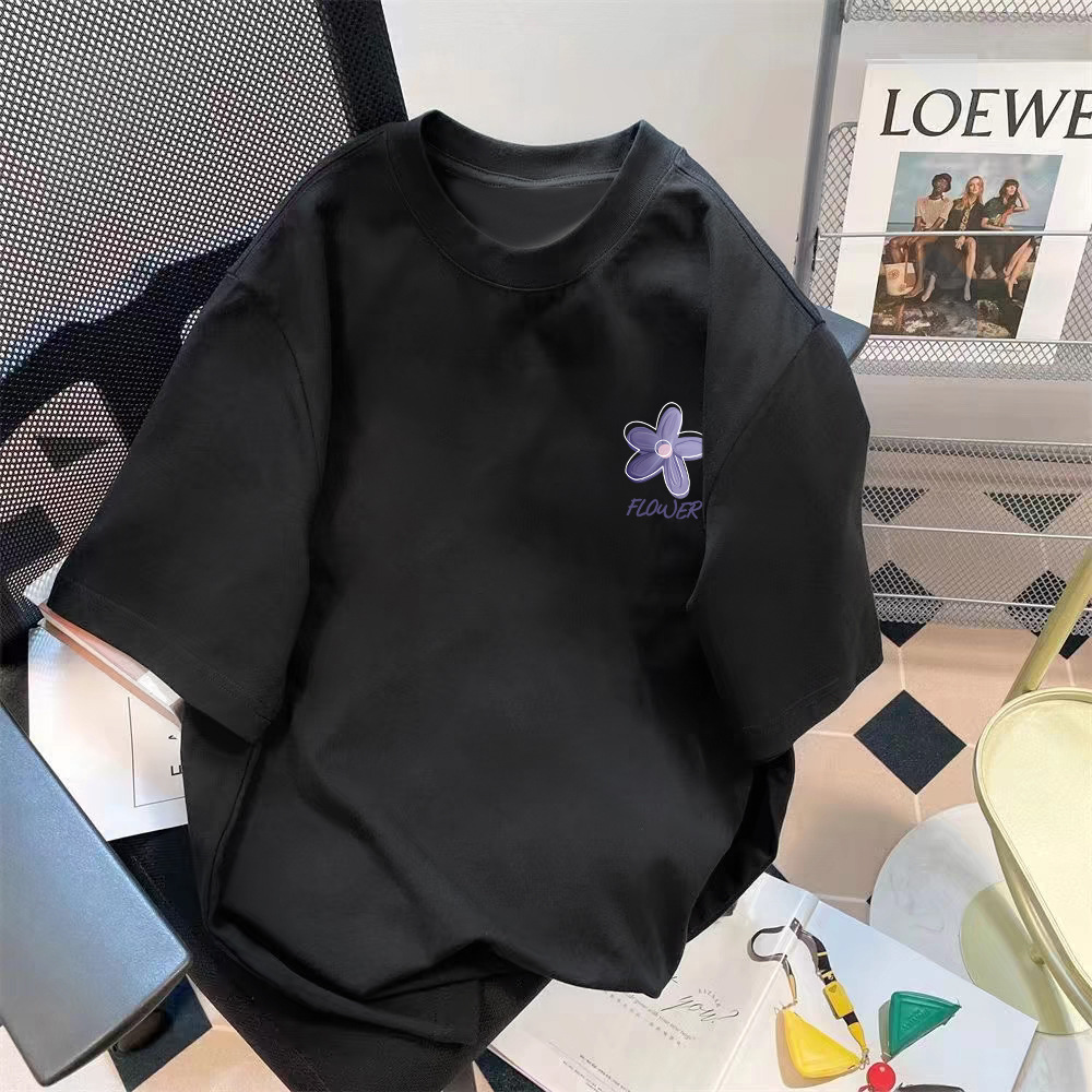 厂家批发复古男士短袖宽松潮流圆领印花五分袖T恤百搭宽松上衣详情18