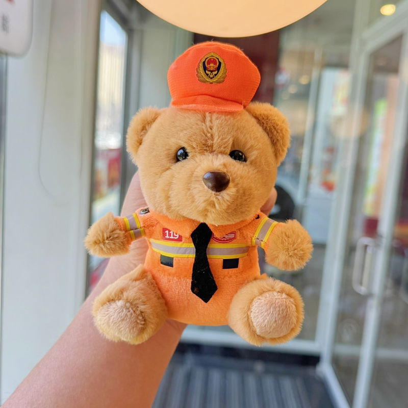 新款警察熊交警消防熊小挂件毛绒玩具公仔网红铁骑玩偶可爱钥匙扣详情12