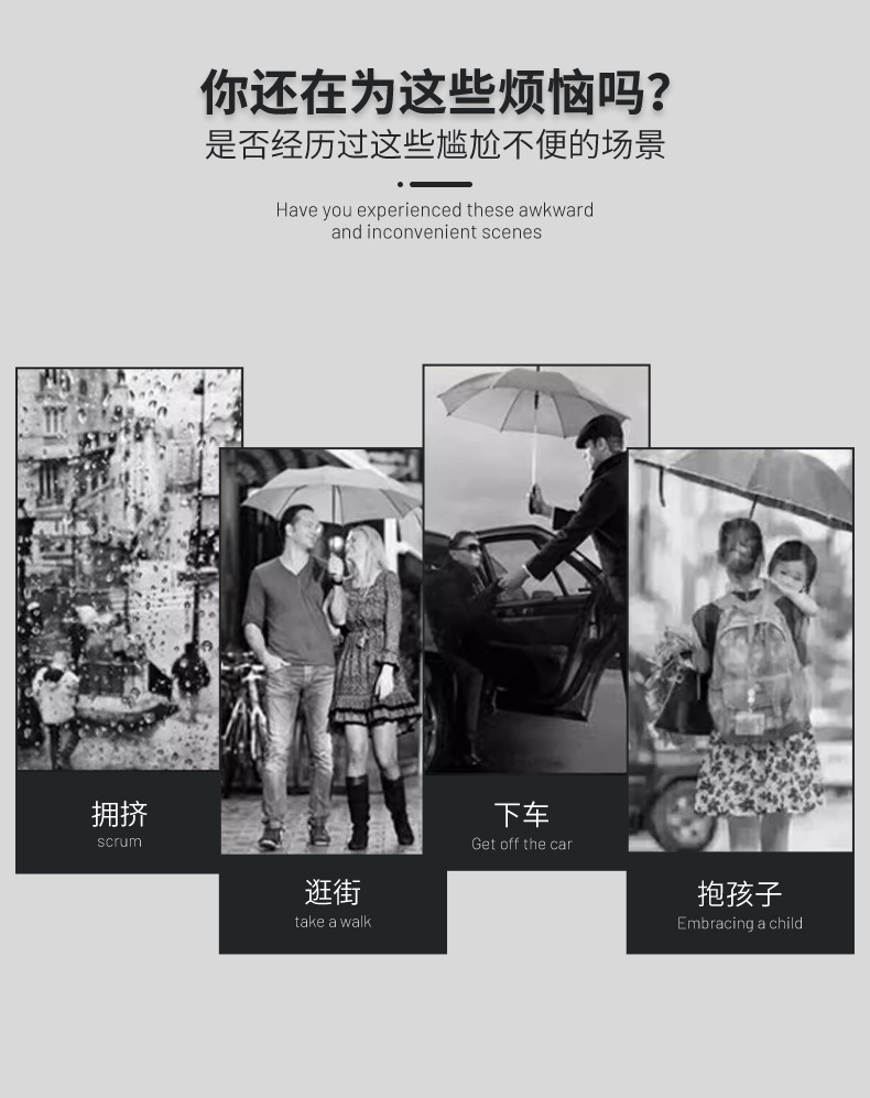 Fully automatic 8-bone outdoor umbrella, all-weather umbrella, umbrella for sun protection, automatic black rubber umbrella, folding umbrella pic 2