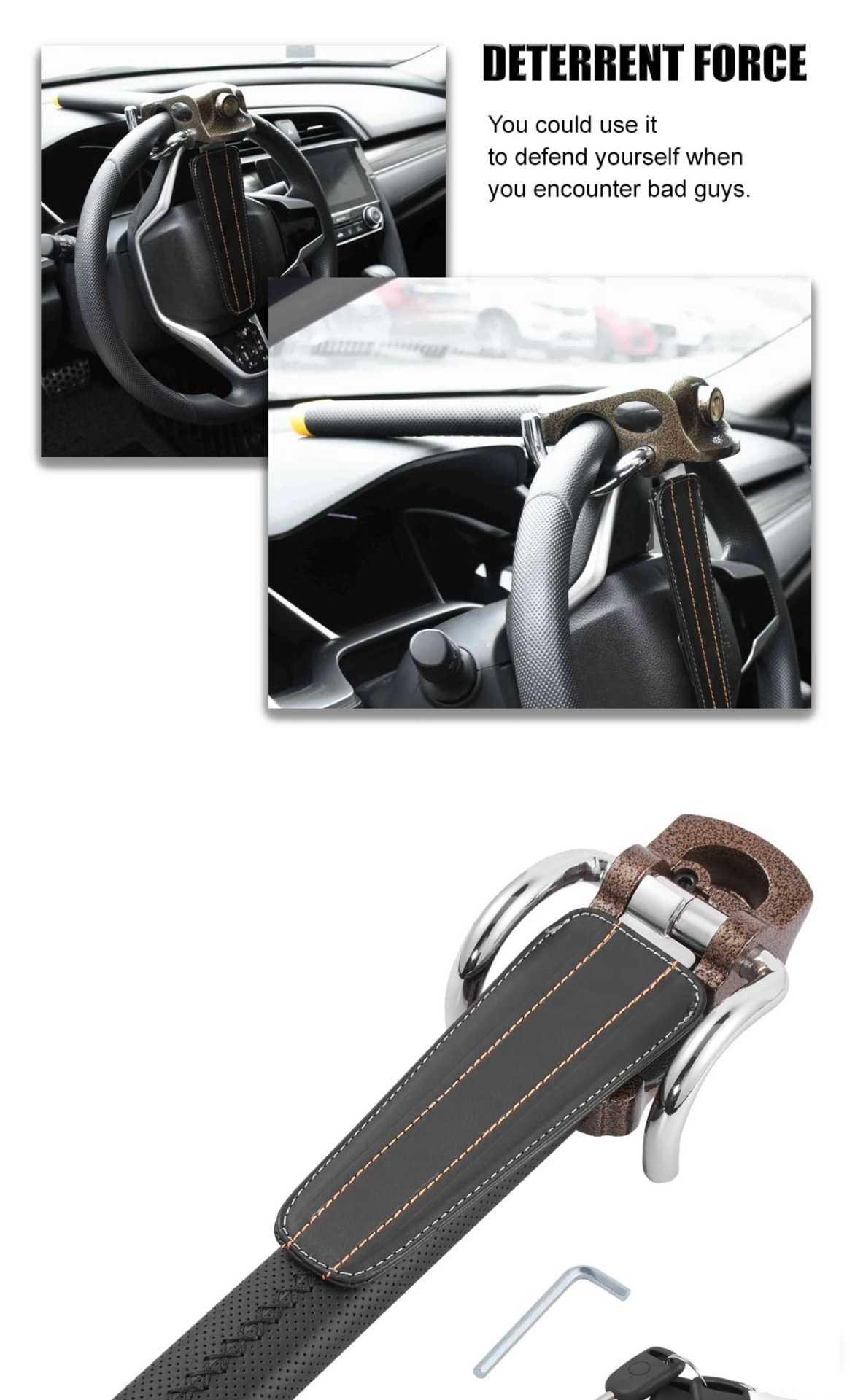 Car steering wheel lock, car safety lock, CE certified, Amazon pic 1