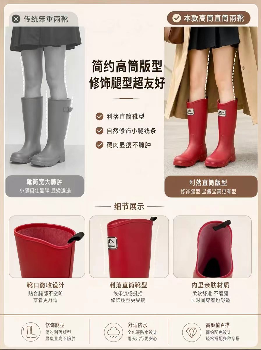 韩版雨鞋男女同款时尚外穿防滑水鞋耐磨软底成人保暖高筒雨靴详情10
