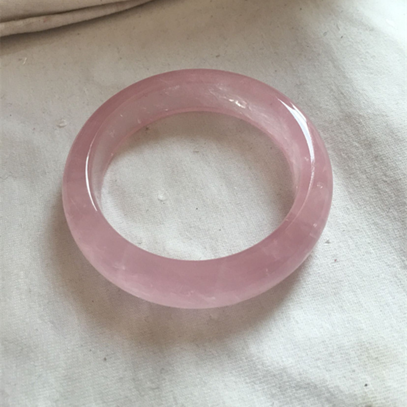 天然粉晶手镯奶冻莓莓蜜桃乌龙粉玉镯冰种水晶镯子芙蓉石少女饰品详情1