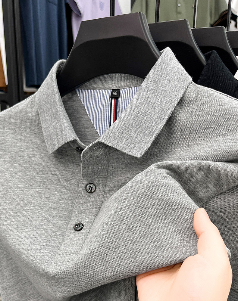 细珠地纯棉polo衫短袖男夏季新款中年纯色商务休闲翻领男士t恤详情34