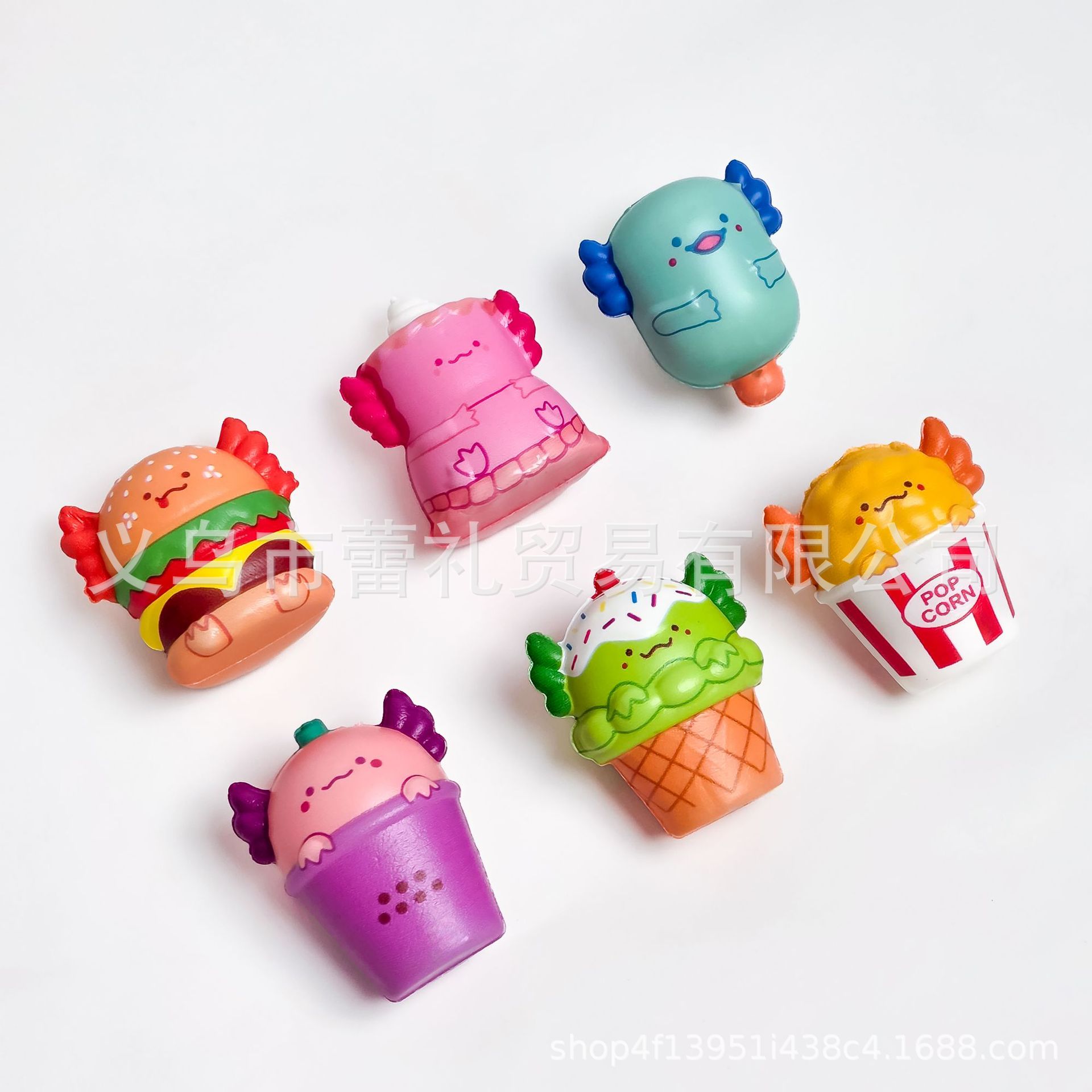 跨境爆款六角龙蝾螈食玩美西螈捏捏乐pu慢回弹解压神器套装批发详情6