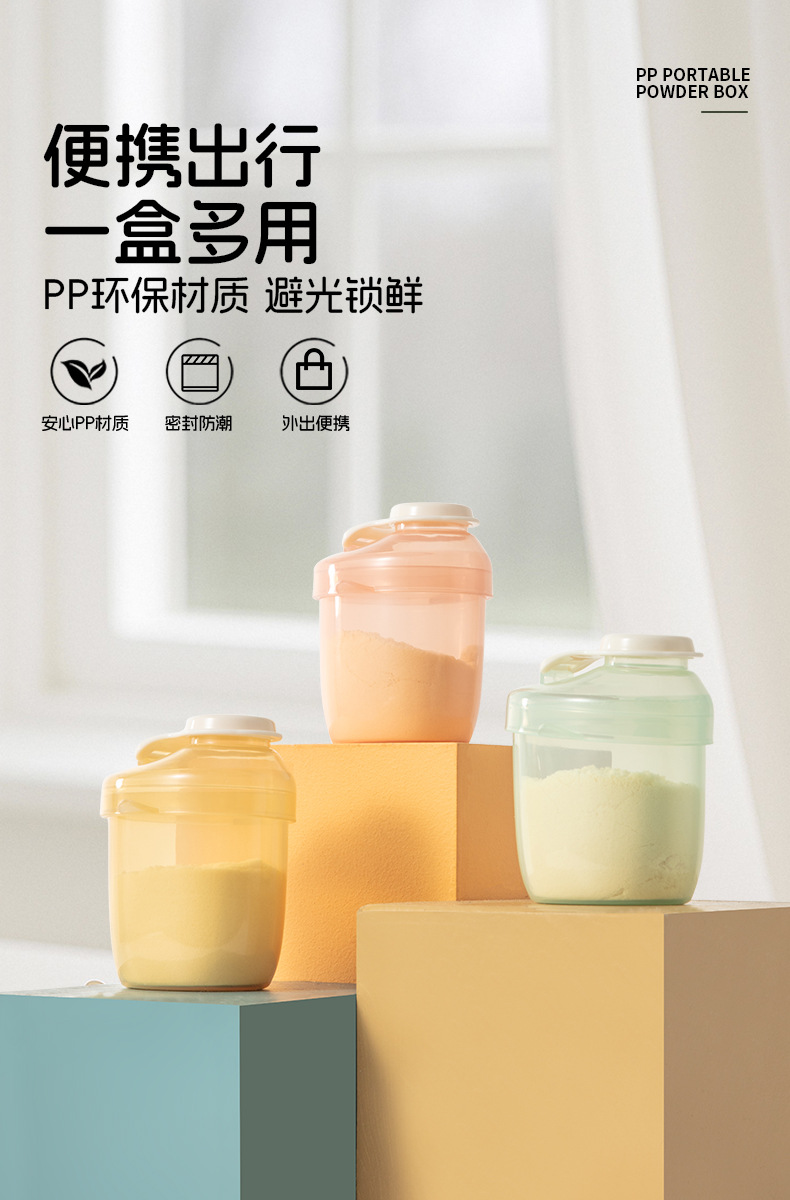 婴幼儿便携外出奶粉分装盒新生宝宝辅食盒收纳密封一餐一格奶粉盒详情1
