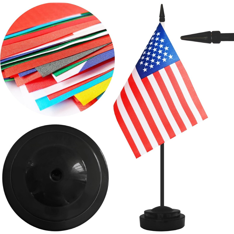 跨境现货美国加拿大桌旗塑料单杆旗座旗帜小彩旗各国国旗旗杆详情4