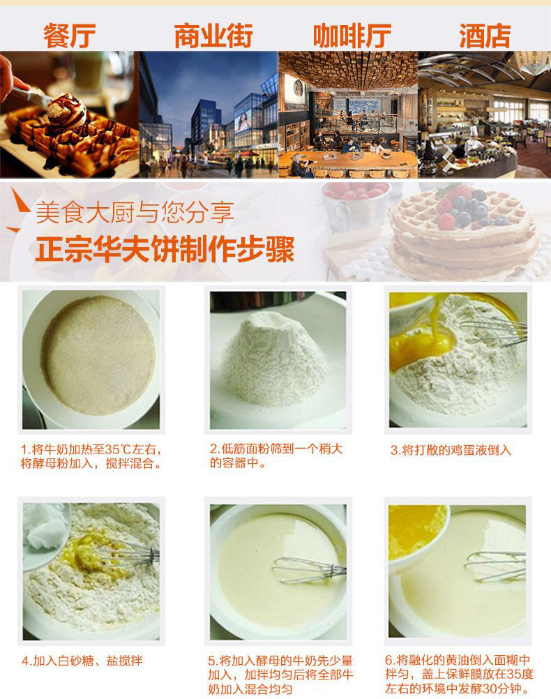 跨境华夫炉 商用电热烤饼铛烤盘格子饼机煎饼机器摆摊用华夫饼机详情17