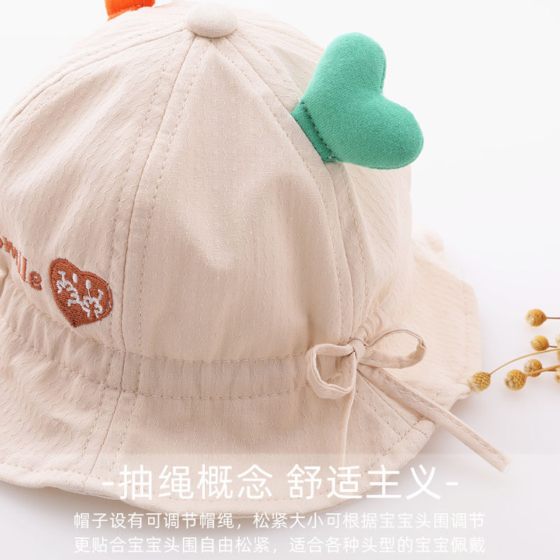 春天帽子婴儿女宝小女孩时尚抽绳可调节一岁宝宝春夏季可爱渔夫帽详情5