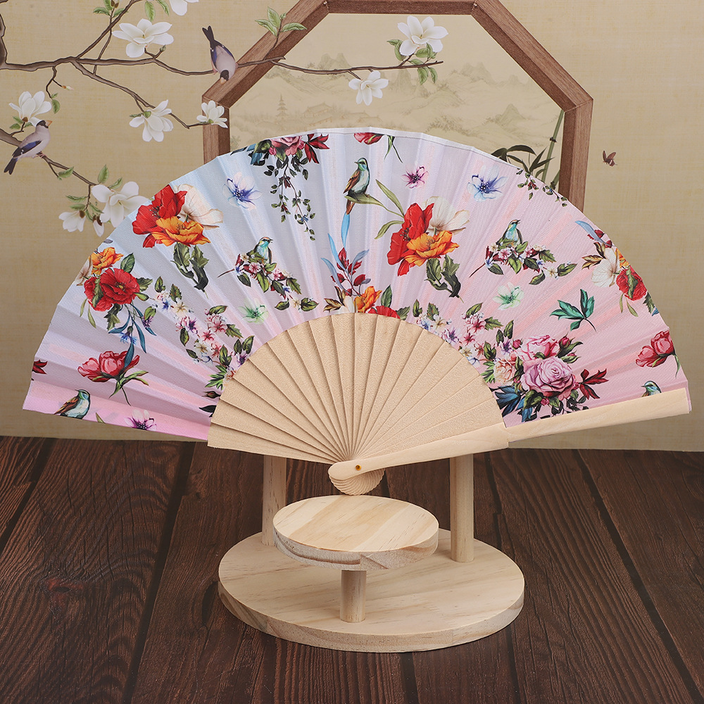 Folding fans, popular square dance fans, Chinese-style flower-and-bird fans, ancient-style folding fans, wooden frame fans in stock and in batch pic 6
