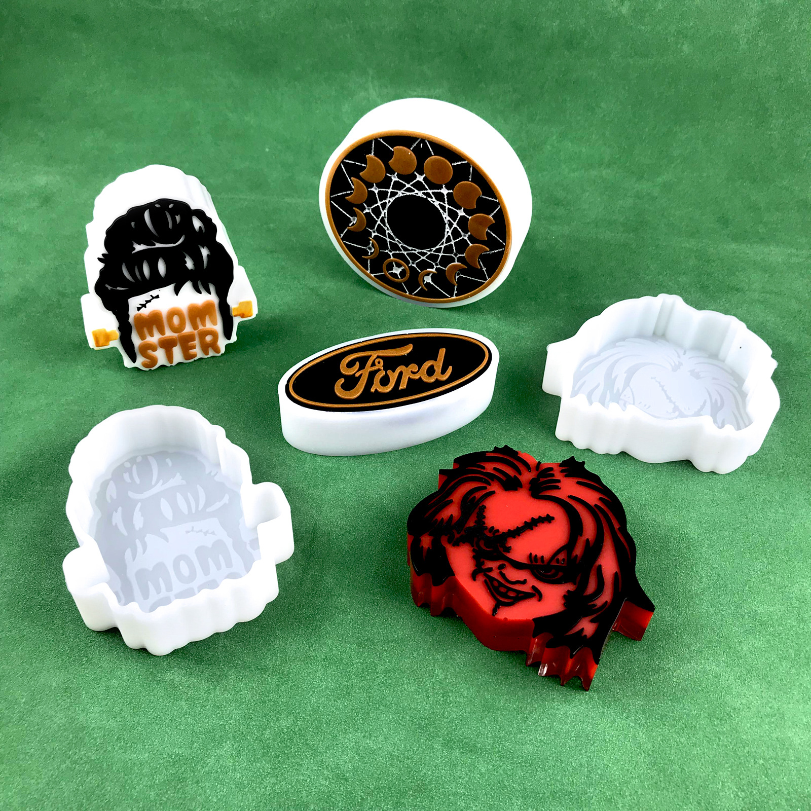 车载香薰滴胶模具DIY月相篝火香薰小丑杰森香薰蜡烛石膏硅胶模具详情8