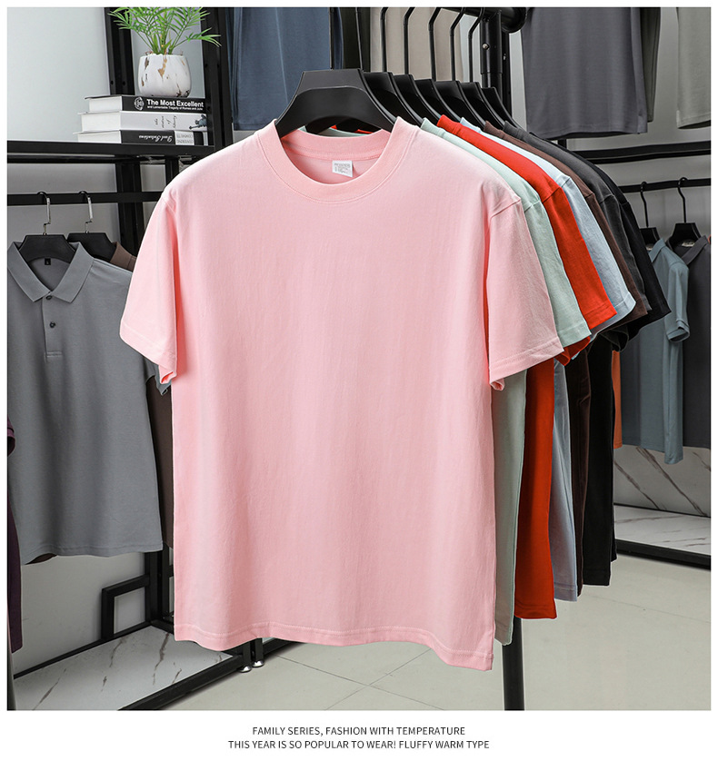 2025夏季新款7A抗菌透气男士短袖t恤14色230克纯棉圆领休闲T恤男详情10