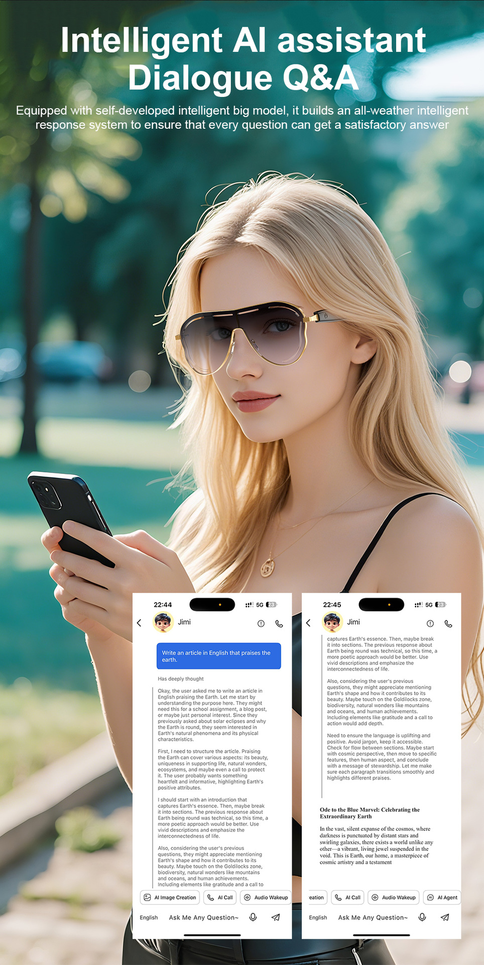 Cross-border AI translation smart glasses A17 European and American large-frame sun-protective color-changing stainless steel Bluetooth audio sunglasses smart accessories pic 18