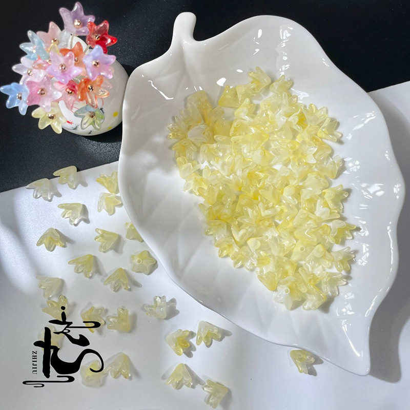 捷克琉璃百合花花瓣树叶子diy手工制作汉服头饰耳环古风发簪详情10