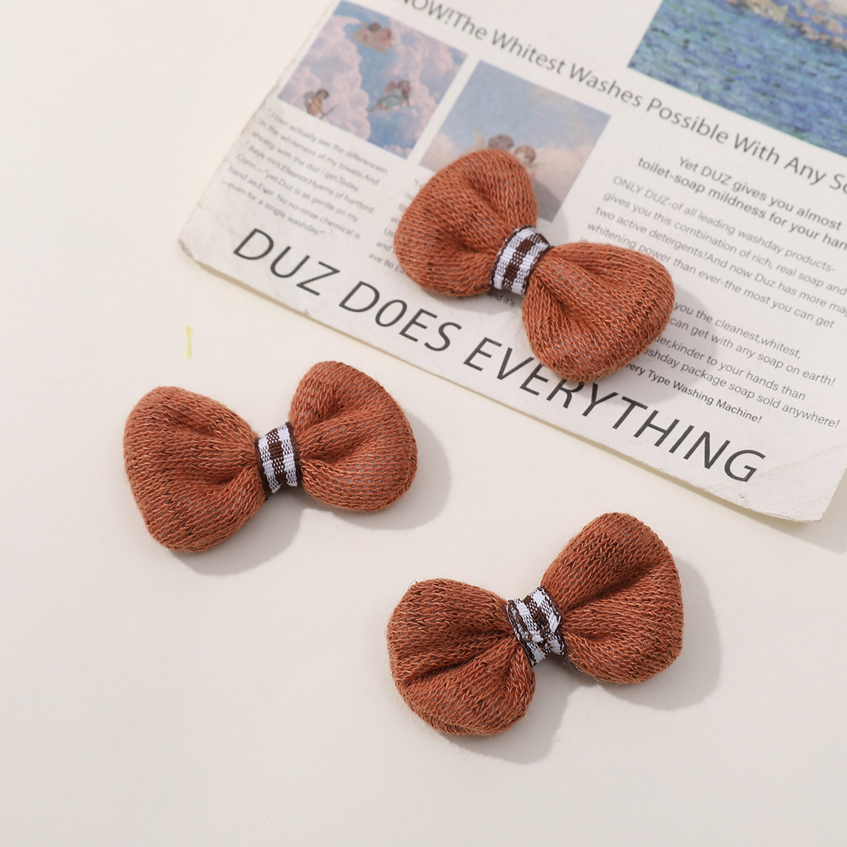 DIY Korean sweet girl cotton thread crochet bow tie accessories, baby girl headwear, hair accessories, hair tie wholesale pic 9