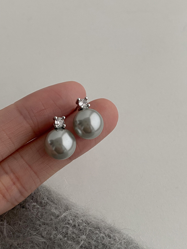 Принцесса 925 серебряные иглы, жемчужные серьги, жемчужные серьги, серые серьги, серые бобы pic 13