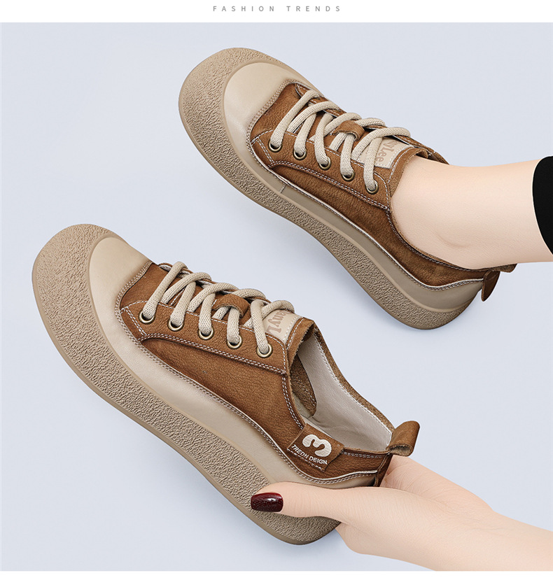 头层牛皮休闲真皮运动鞋女2025新款春秋复古板鞋潮鞋旅游鞋百搭详情6