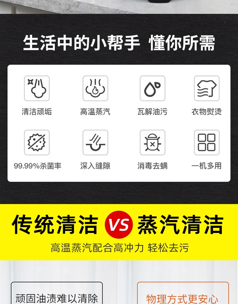 便携式高温蒸汽清洁机厨房油污克星粘毛器内衣清洗机详情2