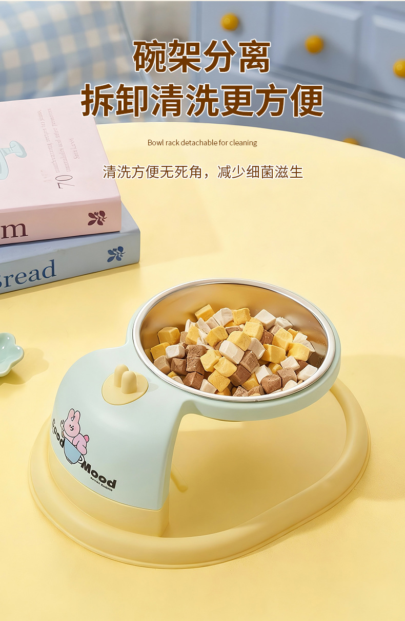 Rongka Pet Cross-border Cat Bowl, Dog Bowl, pet stainless steel double bowl, suspended high rack neck guard, single bowl, anti-tipping cat bowl, pet bowl, dog bowl pic 15