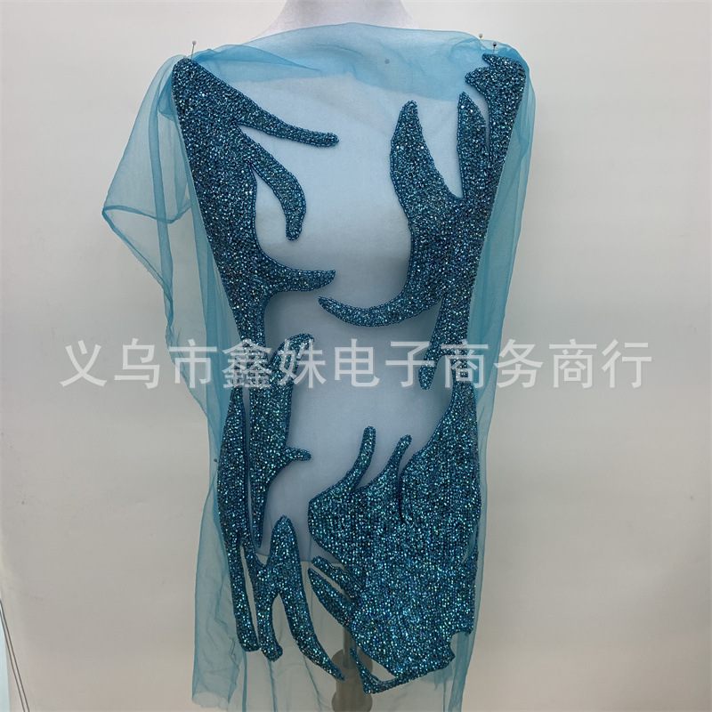 Factory wholesale deep V-neck dresses, wedding gowns, catwalk shows, hosting coming-of-age ceremonies, banquets, dance gowns, heavy stitch beaded fabric pic 11