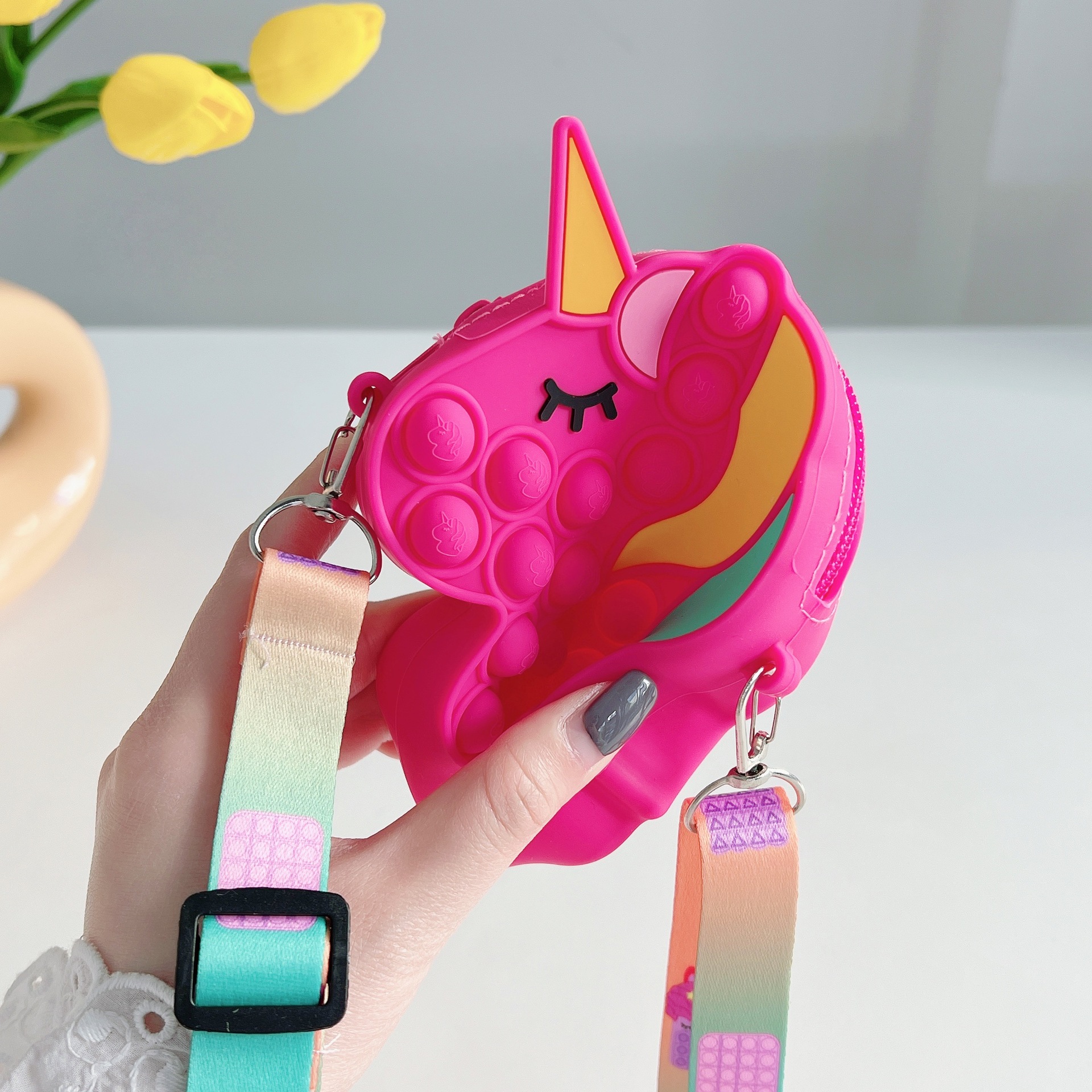 灭鼠先锋独角兽包包跨境新品儿童单肩斜挎包硅胶零钱包卡通泡泡包详情5