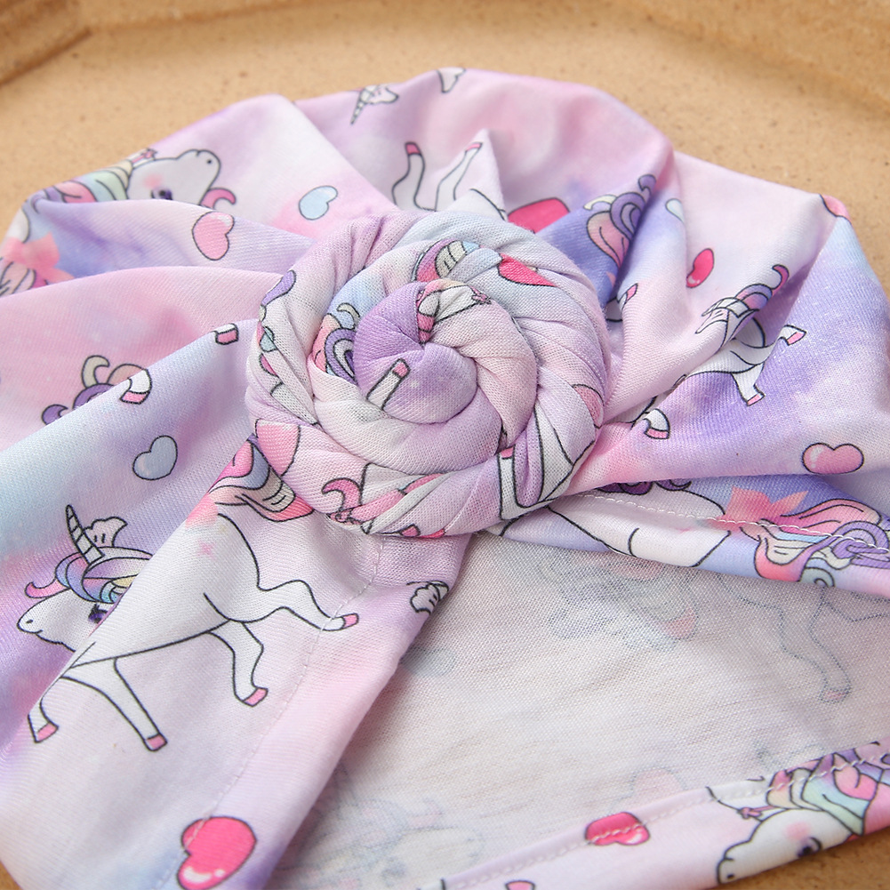 外贸新款独角兽印花印度帽宝宝胎帽欧美甜甜圈无骨帽厂家现货批发详情11