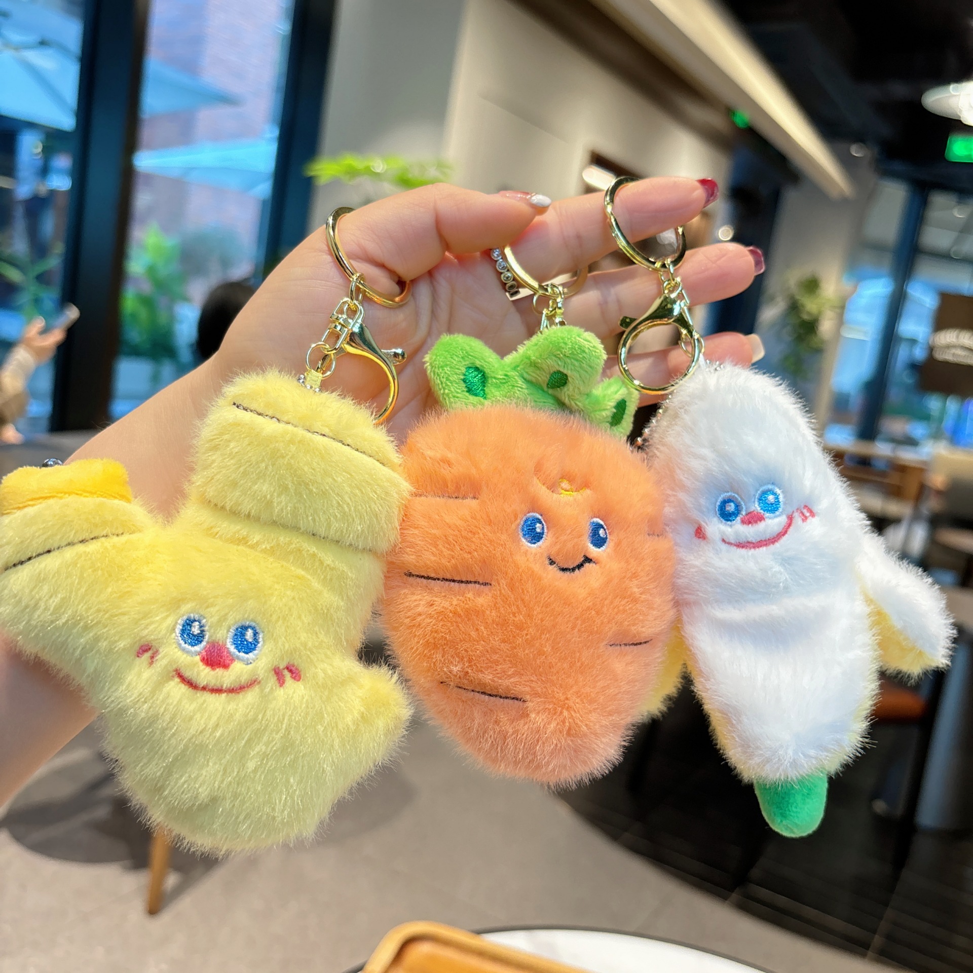 创意水果美食毛绒钥匙扣肉夹馍卡通儿童书包钥匙链可爱少女包挂饰详情8