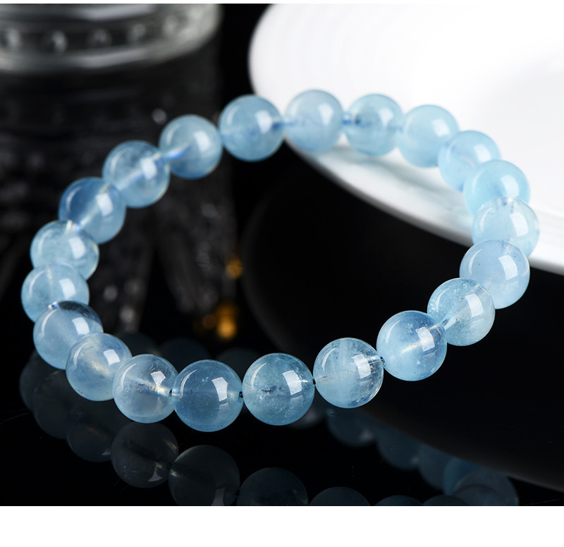 Jiuya Crystal Natural aquamarine loose beads, round beads, DIY handcrafted jewelry, semi-finished beaded wholesale pic 19