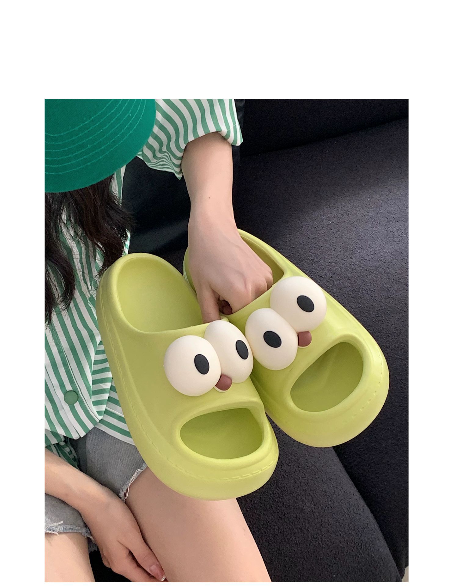 网红趣味大眼睛可爱踩屎感包头拖鞋女夏季厚底居家凉拖外穿一字拖详情14