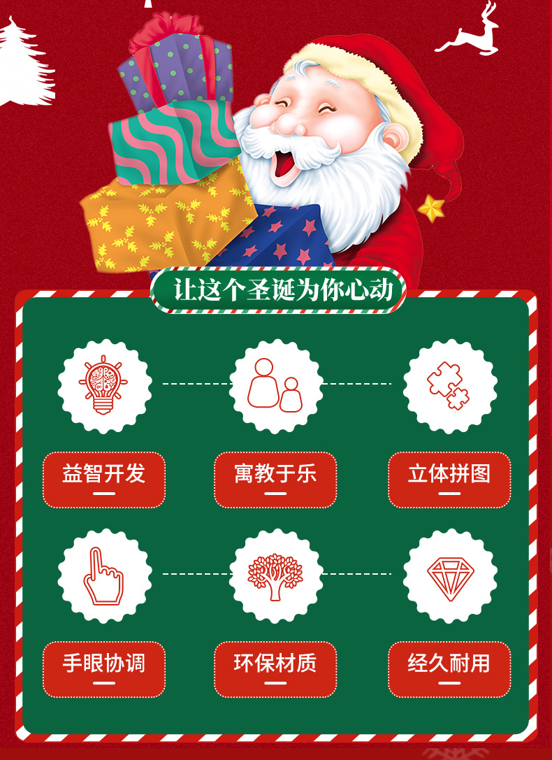 儿童拼图立体玩具3d模型手工创意DIY圣诞宝宝早教益智拼装礼物详情2