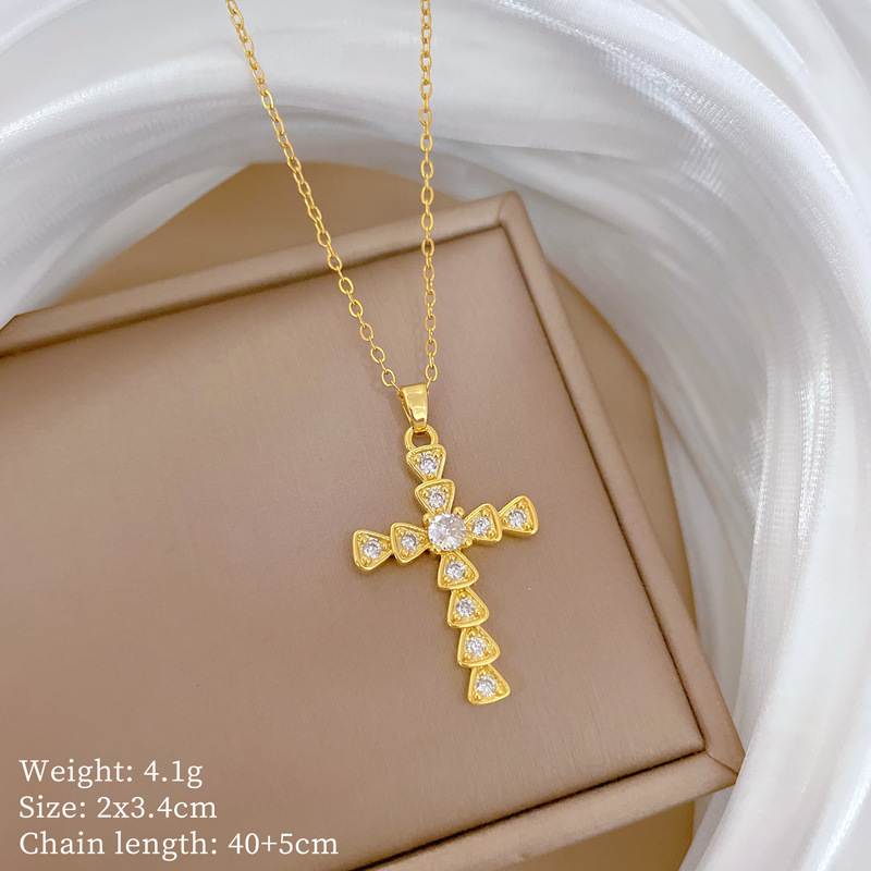 【钛钢】铜微镶爱心时尚轻奢气质华丽满钻项链女百搭锁骨链钛钢详情26