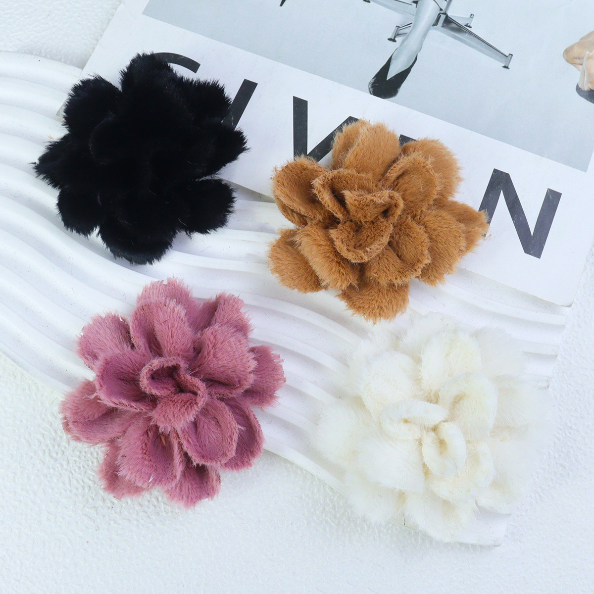 8CM毛茸茸洛丽塔饰品服装辅料可爱软乎乎花朵慵懒风山茶花diy详情2